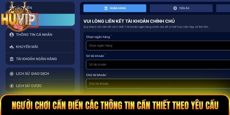 Người chơi cần điền các thông tin cần thiết theo yêu cầu