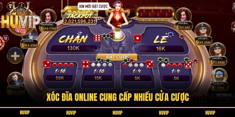 Xóc đĩa online cung cấp nhiều cửa cược
